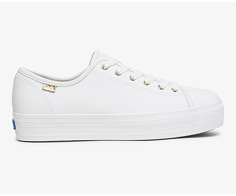 Keds Womens White Triple Shoes - Keds Triple Kick Luxe Leather 298EMGDZV